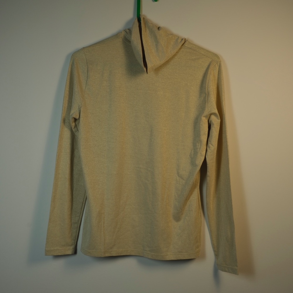 Maria Bellantani Gold Sparkly Holiday Turtleneck in Size Medium